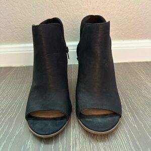 Black Peep-Toe Booties